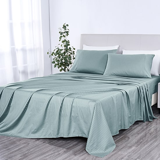 Kathy Ireland Damask Stripe With Optifit 500tc Sheet Set