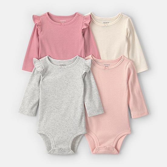Carter's Baby Girls Crew Neck Long Sleeve 4-pc. Bodysuit