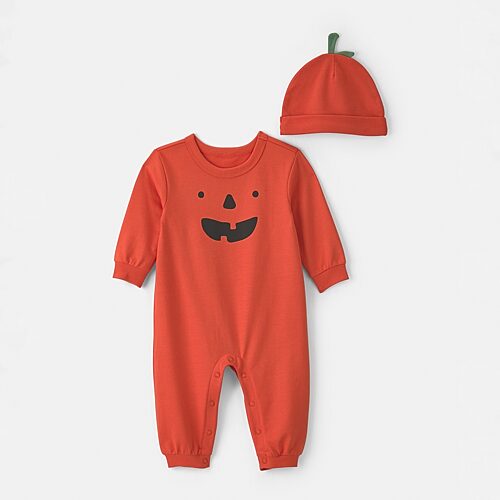 Carter's Baby Unisex Crew Neck Long Sleeve 2-pc. Jumpsuit In Orange