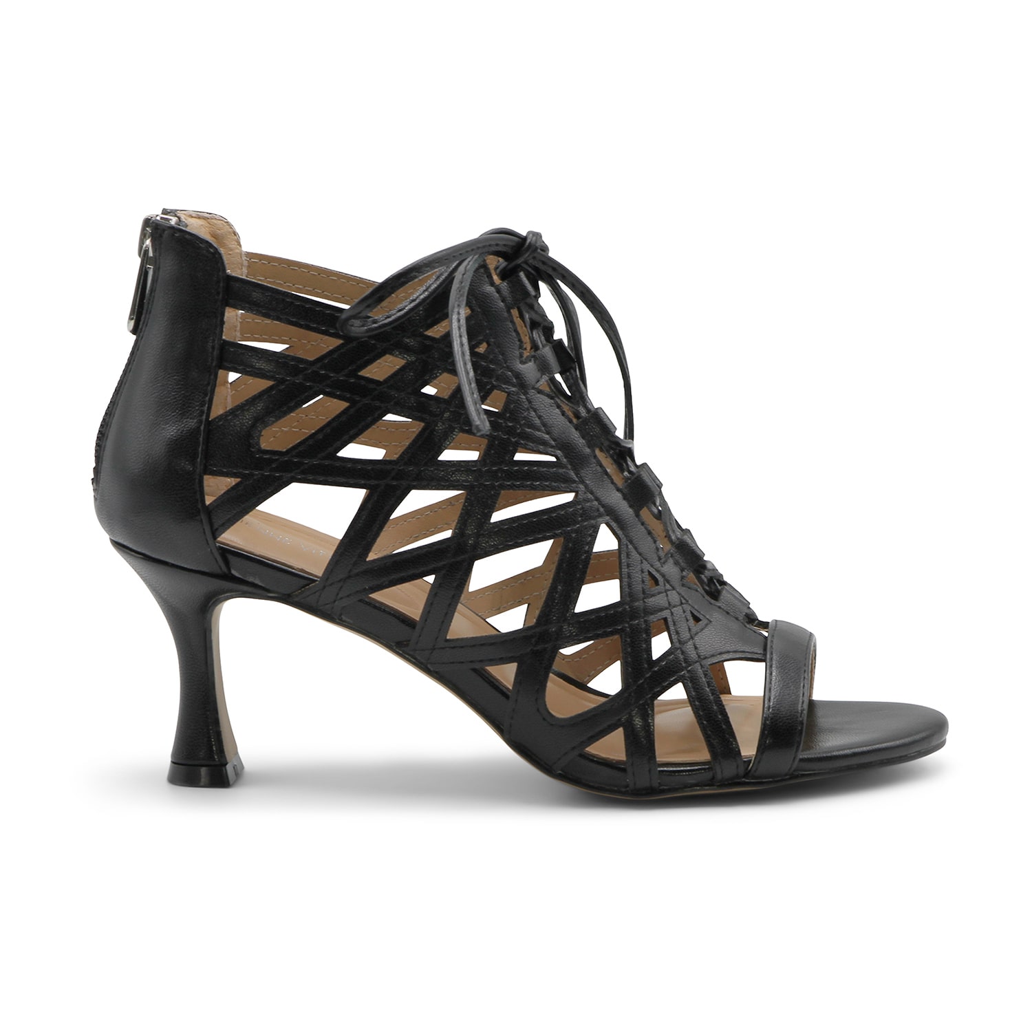 Adrienne Vittadini Geyser Womens Almond Open Toe Flared Heel Pumps
