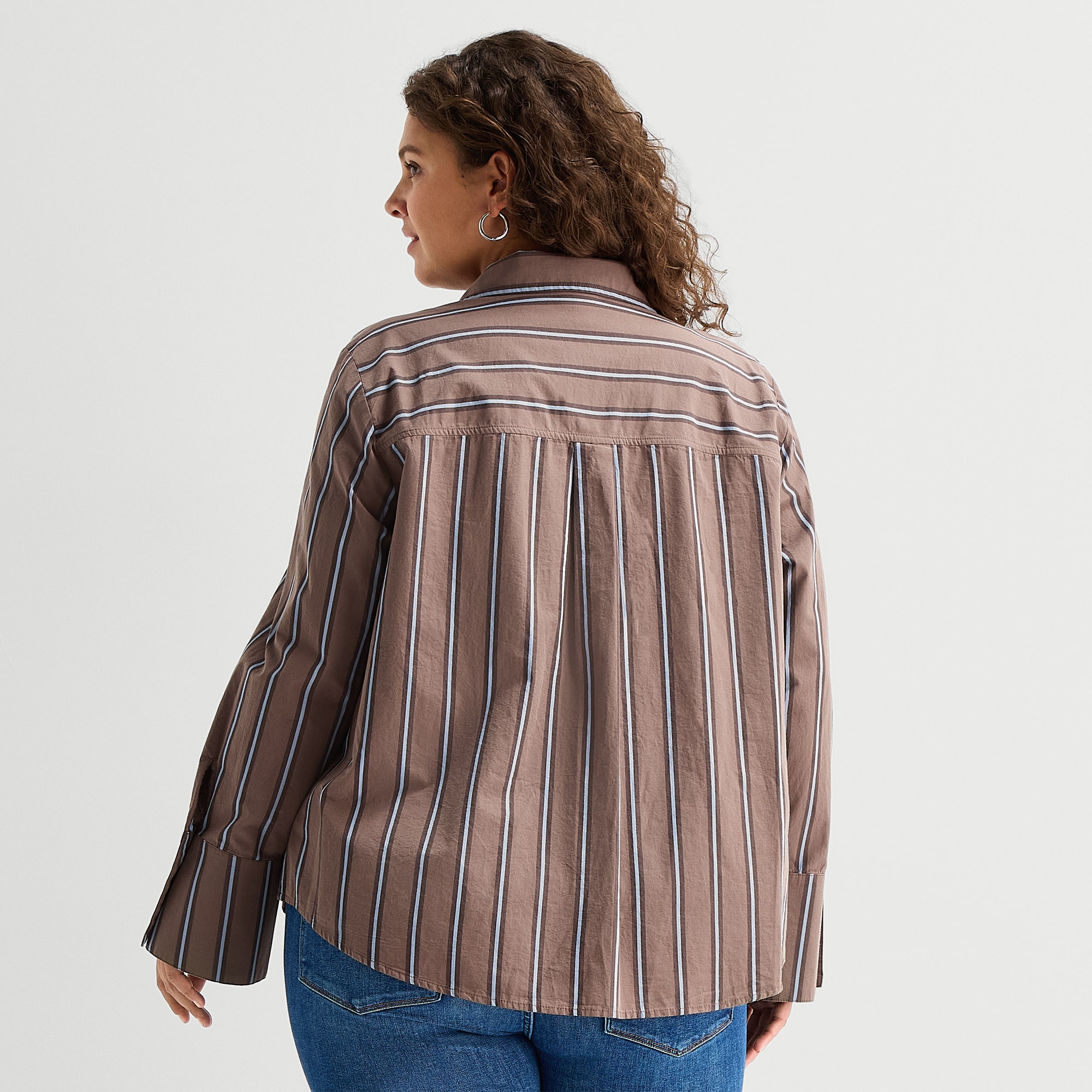 A.N.A Womens Plus Cuffed Long Sleeve Regular Fit Button-Down Shirt
