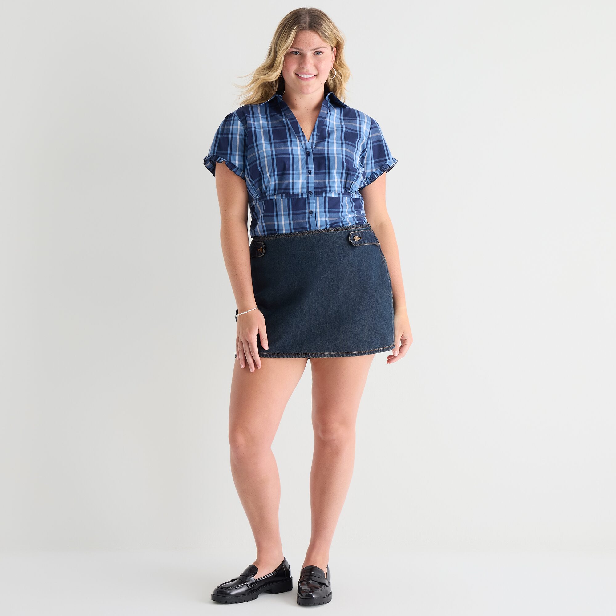 Forever 21 Womens Juniors Plus Mini Denim Skirt