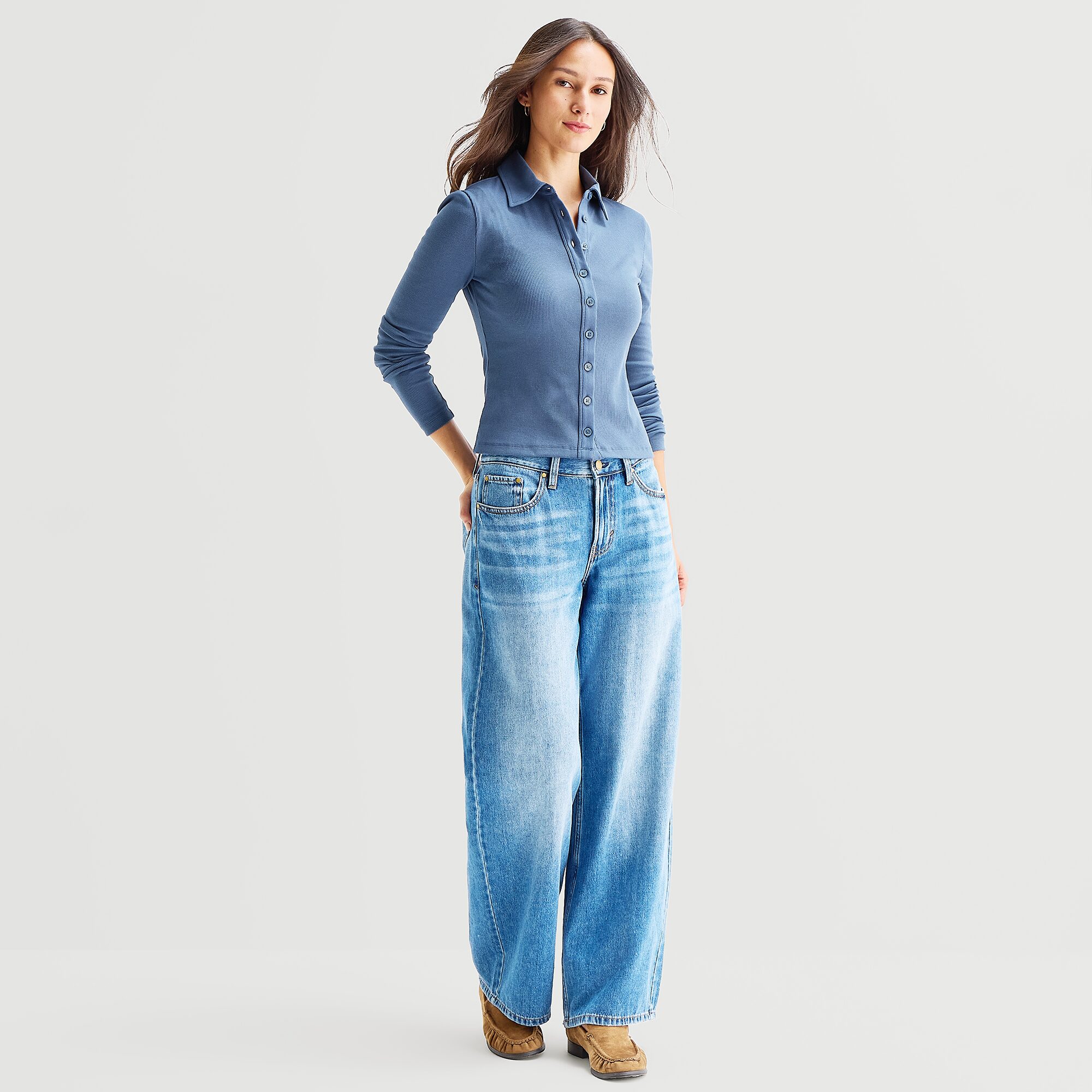 A.N.A Womens Long Sleeve Polo Shirt