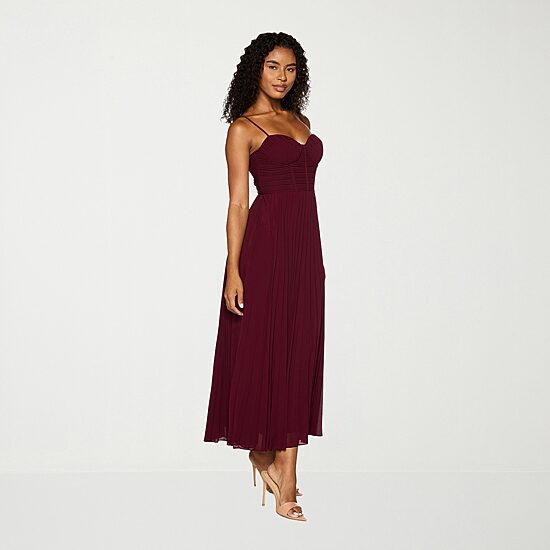 Premier Amour Womens Midi Sweetheart Neck Sleeveless Evening Gown
