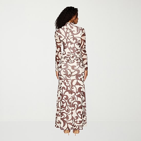 Premier Amour Womens Mock Neck Long Sleeve Fitted Maxi Dress
