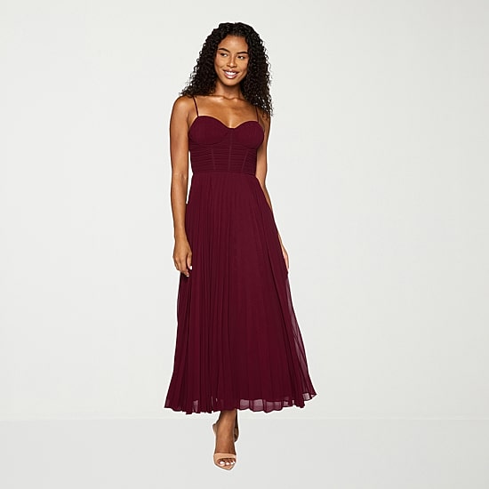 Premier Amour Womens Midi Sweetheart Neck Sleeveless Evening Gown