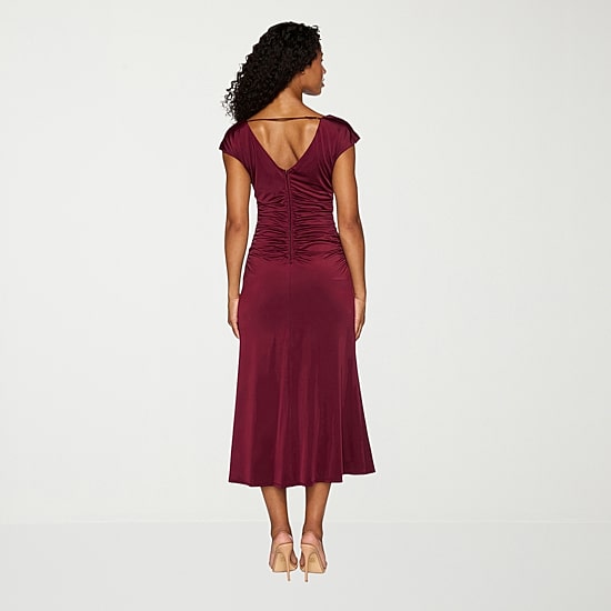 Premier Amour Womens Midi Cowl Neck Sleeveless Cap Evening Gown