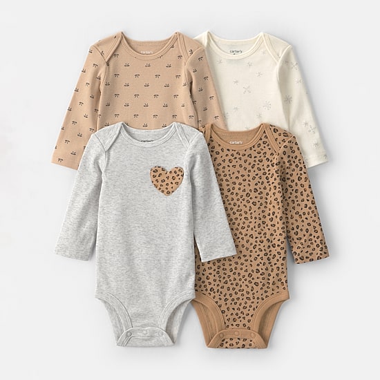 Carter's Baby Girls Crew Neck Long Sleeve 4-pc. Bodysuit