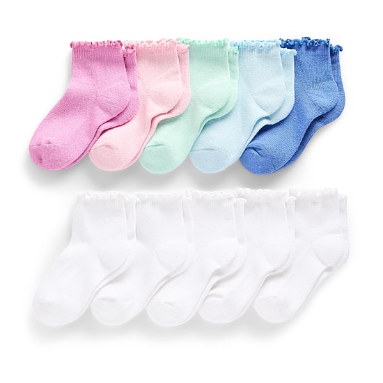 Thereabouts Little & Big Kid Girls Multi-Pack 10 Pair Toddler Quarter Ankle Socks