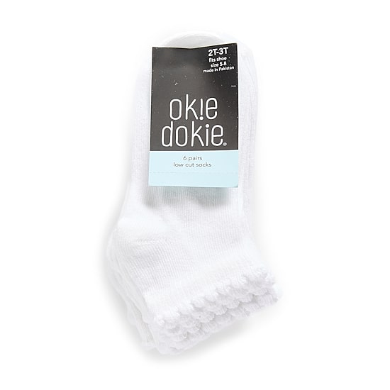 Okie Dokie Little & Big Kid Girls Multi-Pack 6 Pair Toddler Low Cut Socks