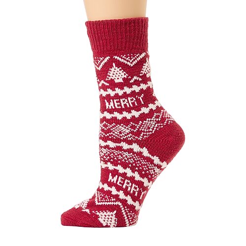 Mixit Womens 1 Pair Crew Socks In Red