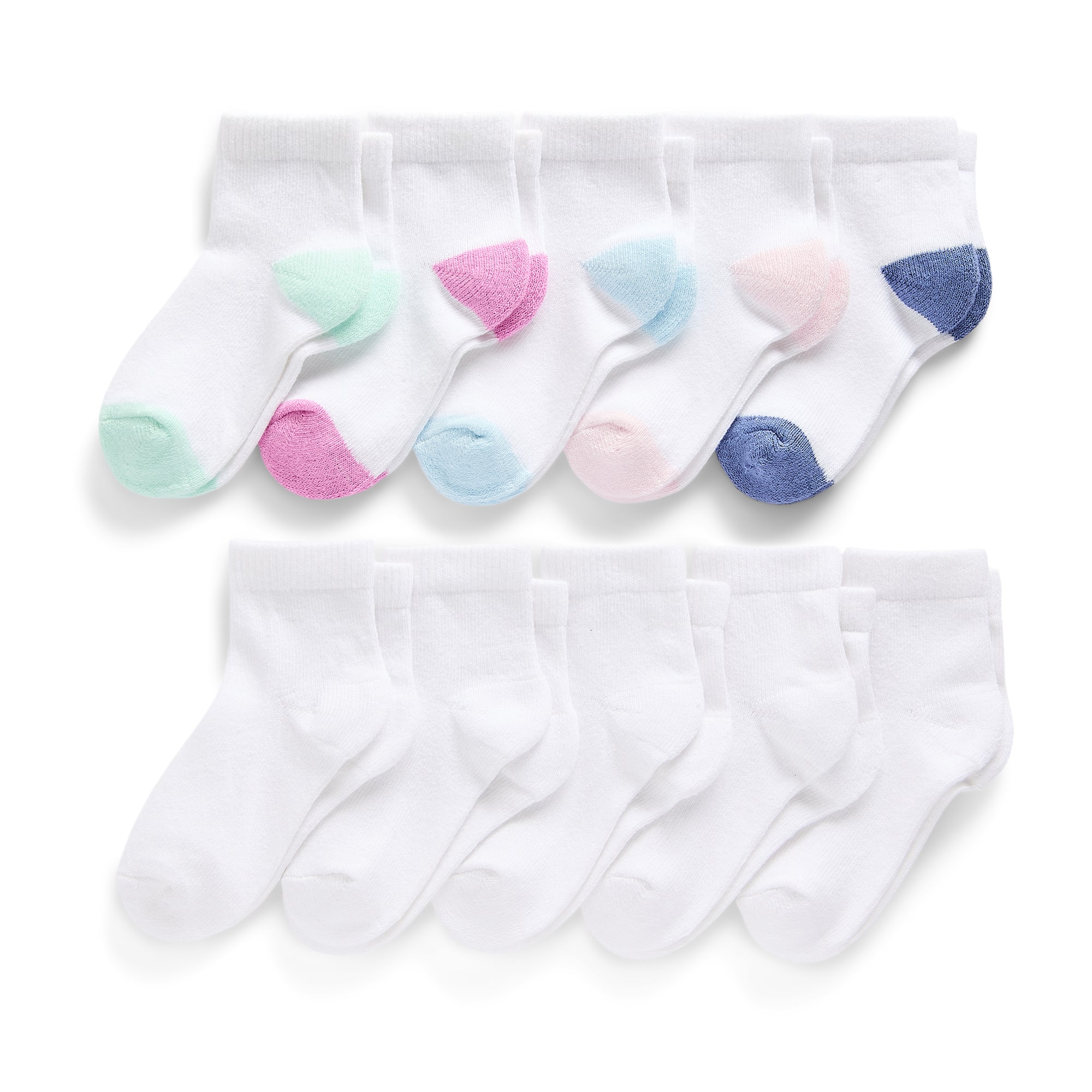 Thereabouts Little & Big Kid Girls Multi-Pack 10 Pair Toddler Quarter Ankle Socks