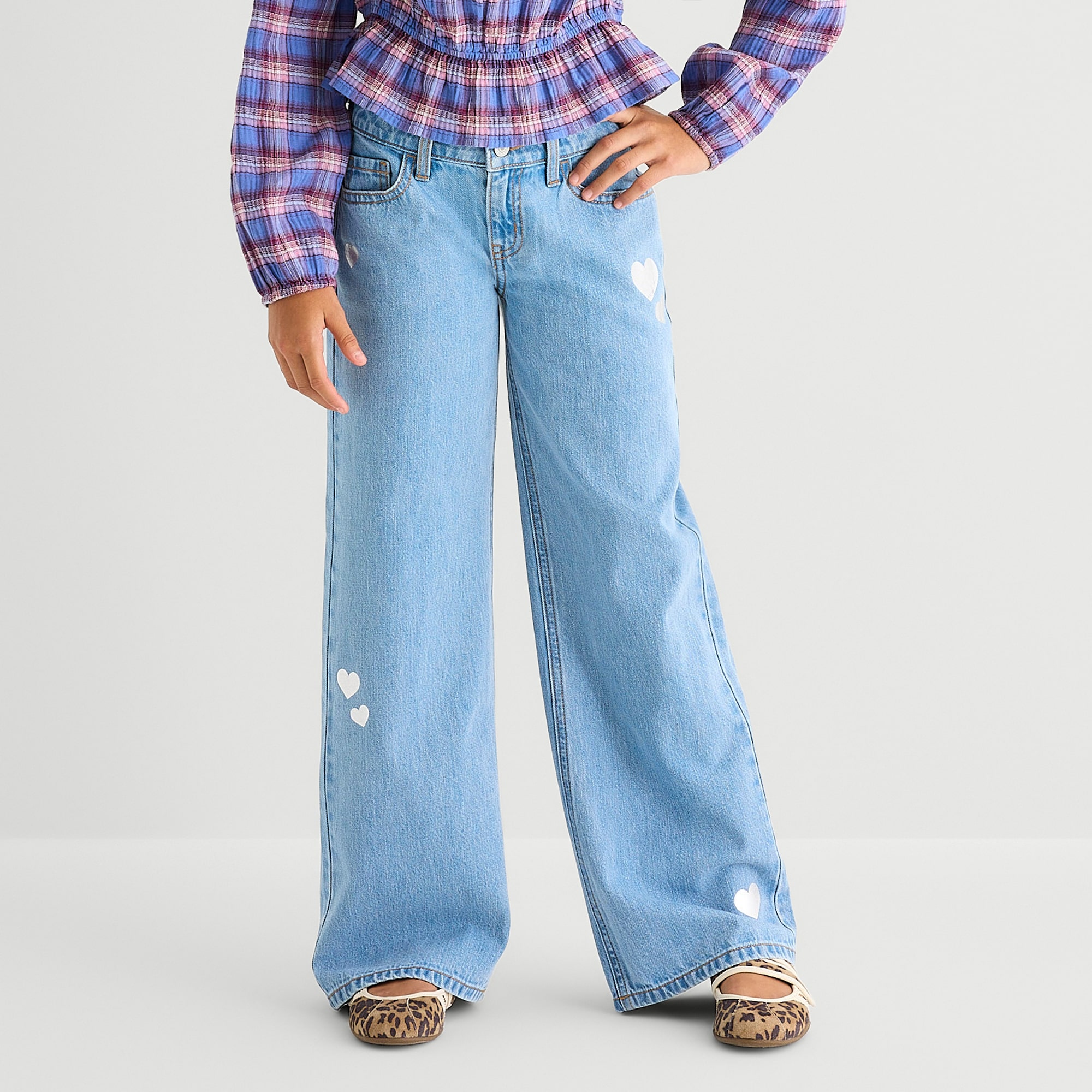 Thereabouts Little & Big Kid Girls Adjustable Waist Low Rise Baggy Fit Jean