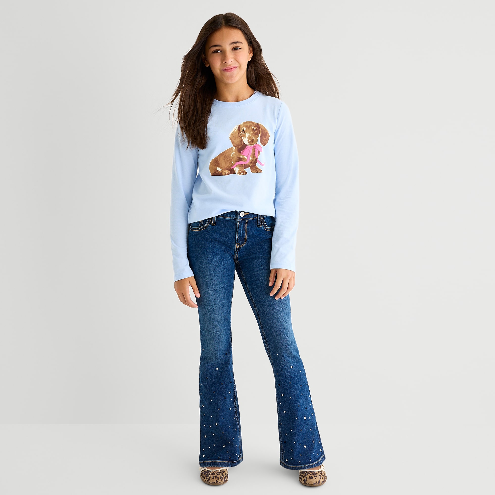 Thereabouts Little & Big Kid Girls Adjustable Waist Flare Leg Jean