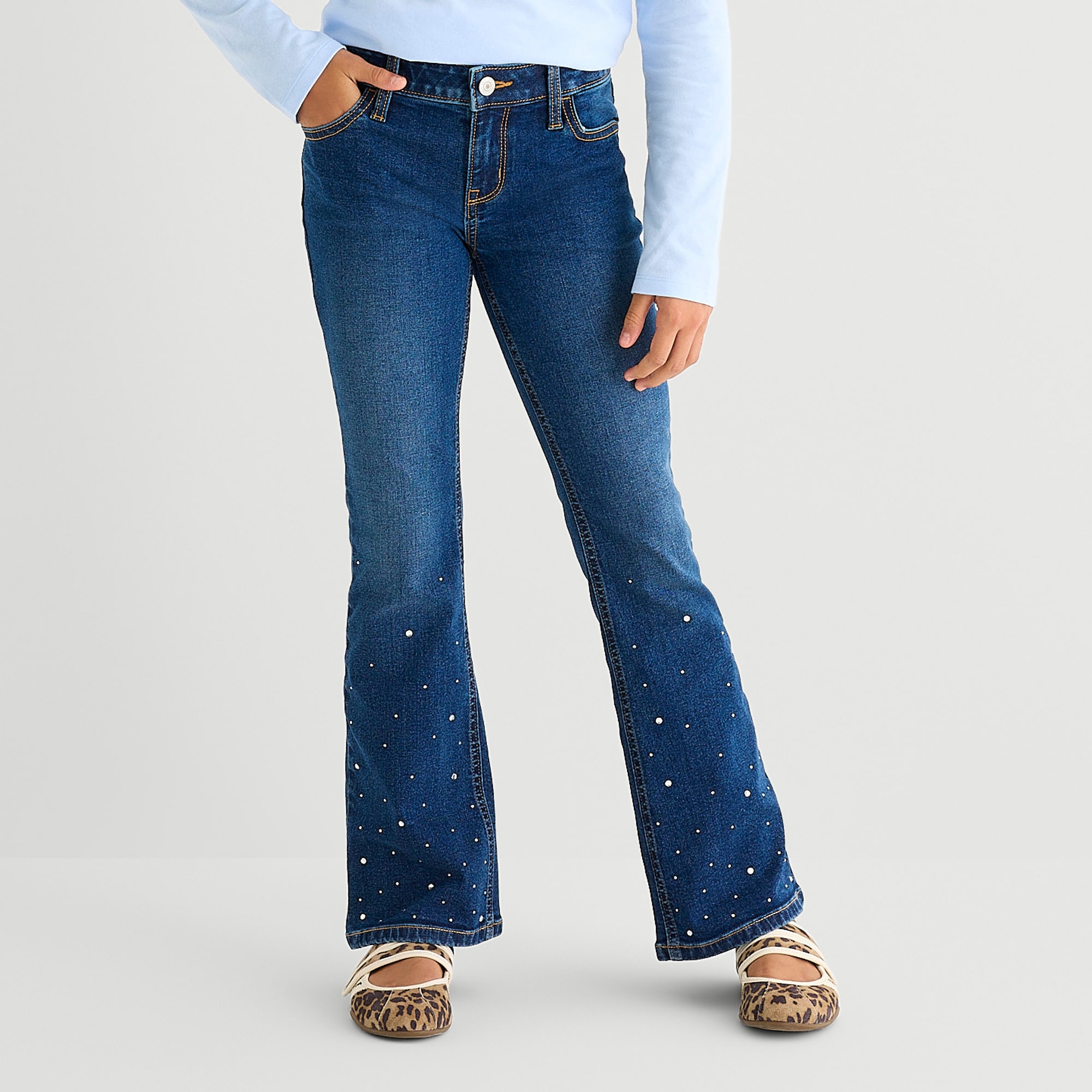 Thereabouts Little & Big Kid Girls Adjustable Waist Flare Leg Jean