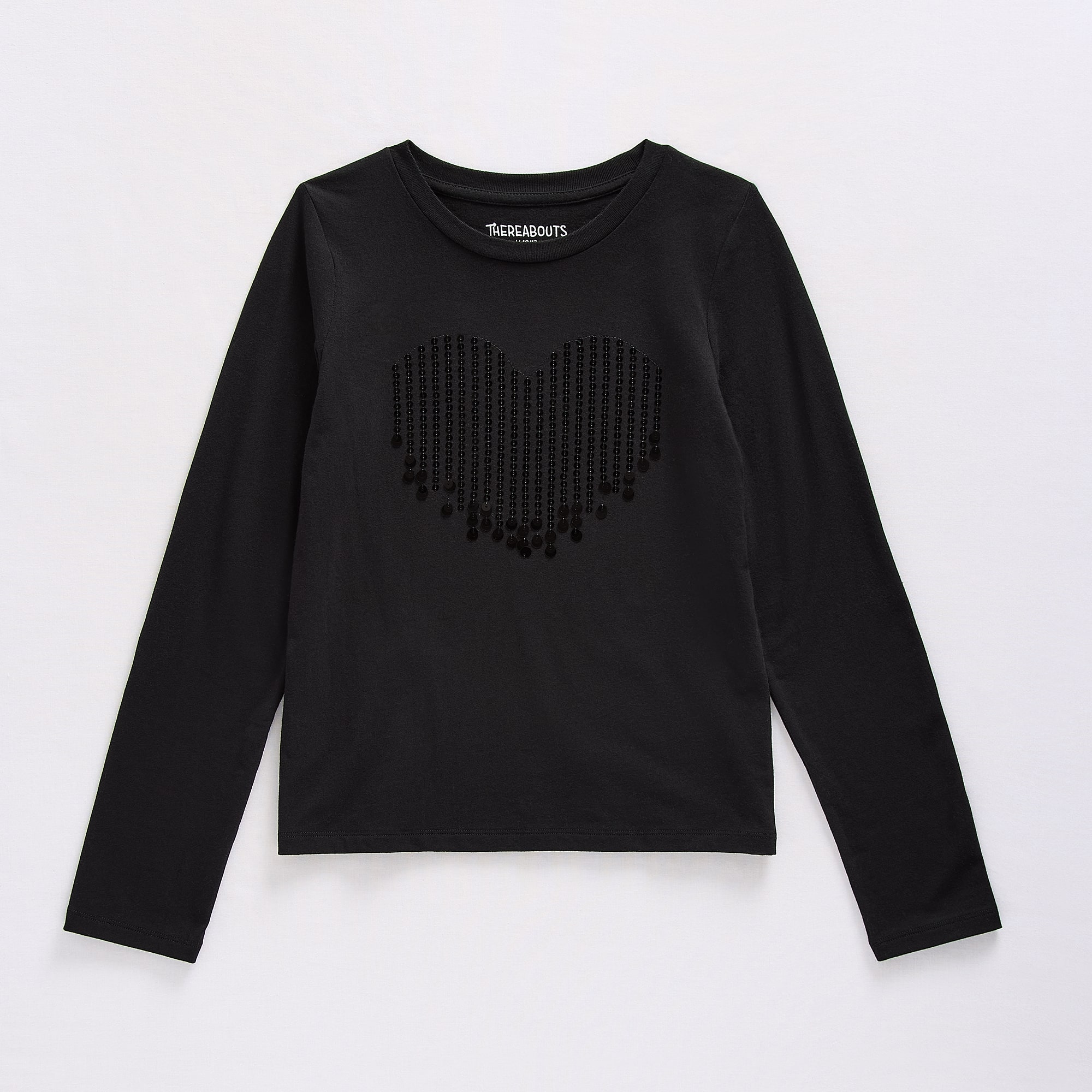 Thereabouts Embellished Little & Big Kid Girls Round Neck Long Sleeve T-Shirt