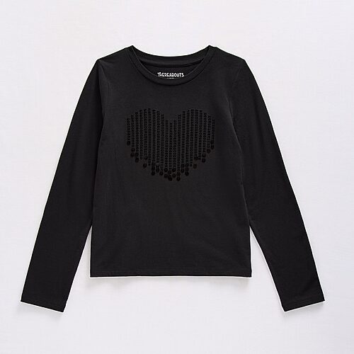 Thereabouts Little & Big Kid Girls Round Neck Long Sleeve T-shirt In Black