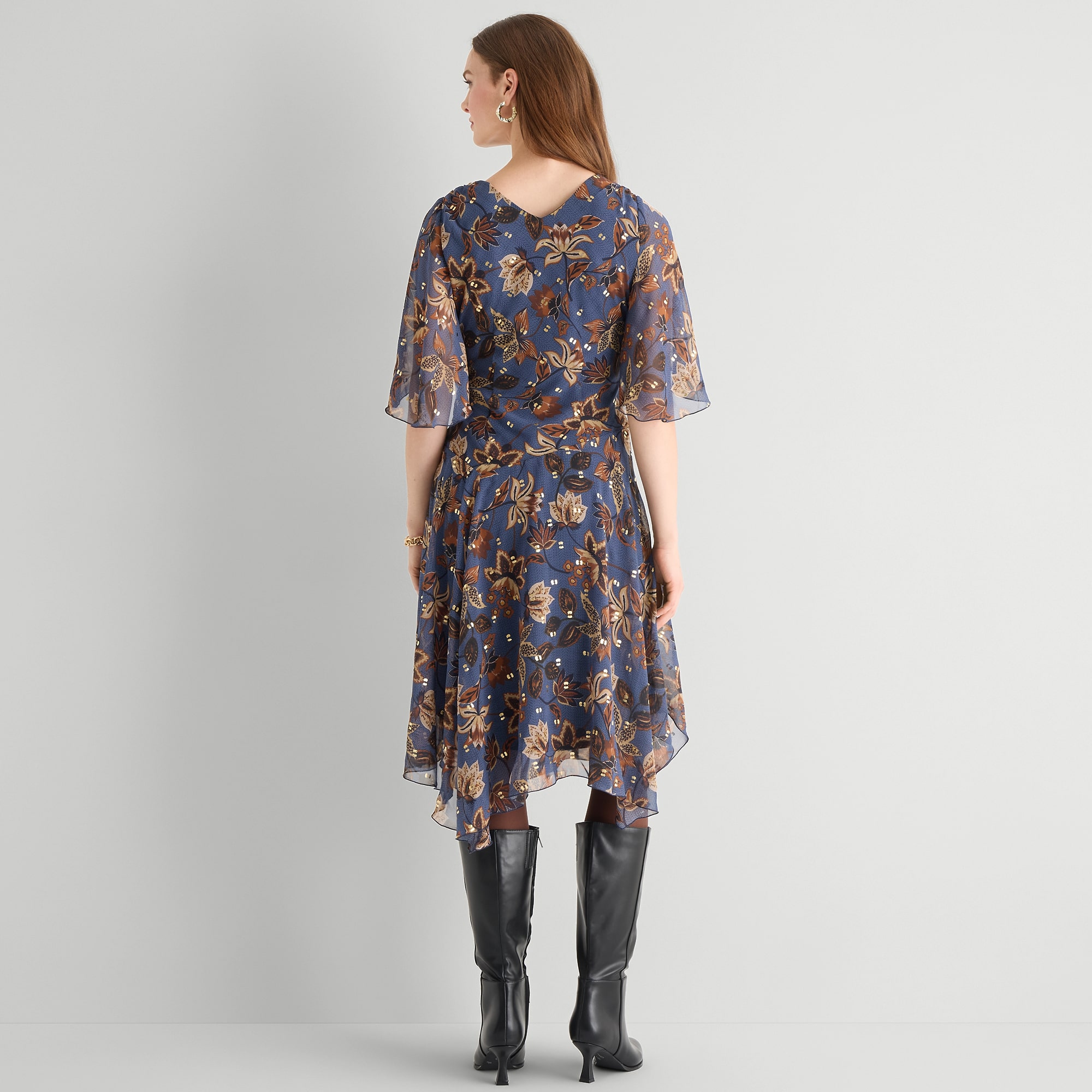 Rabbit Design Womens V Neck Short Sleeve Cape Floral Fit + Flare Dress