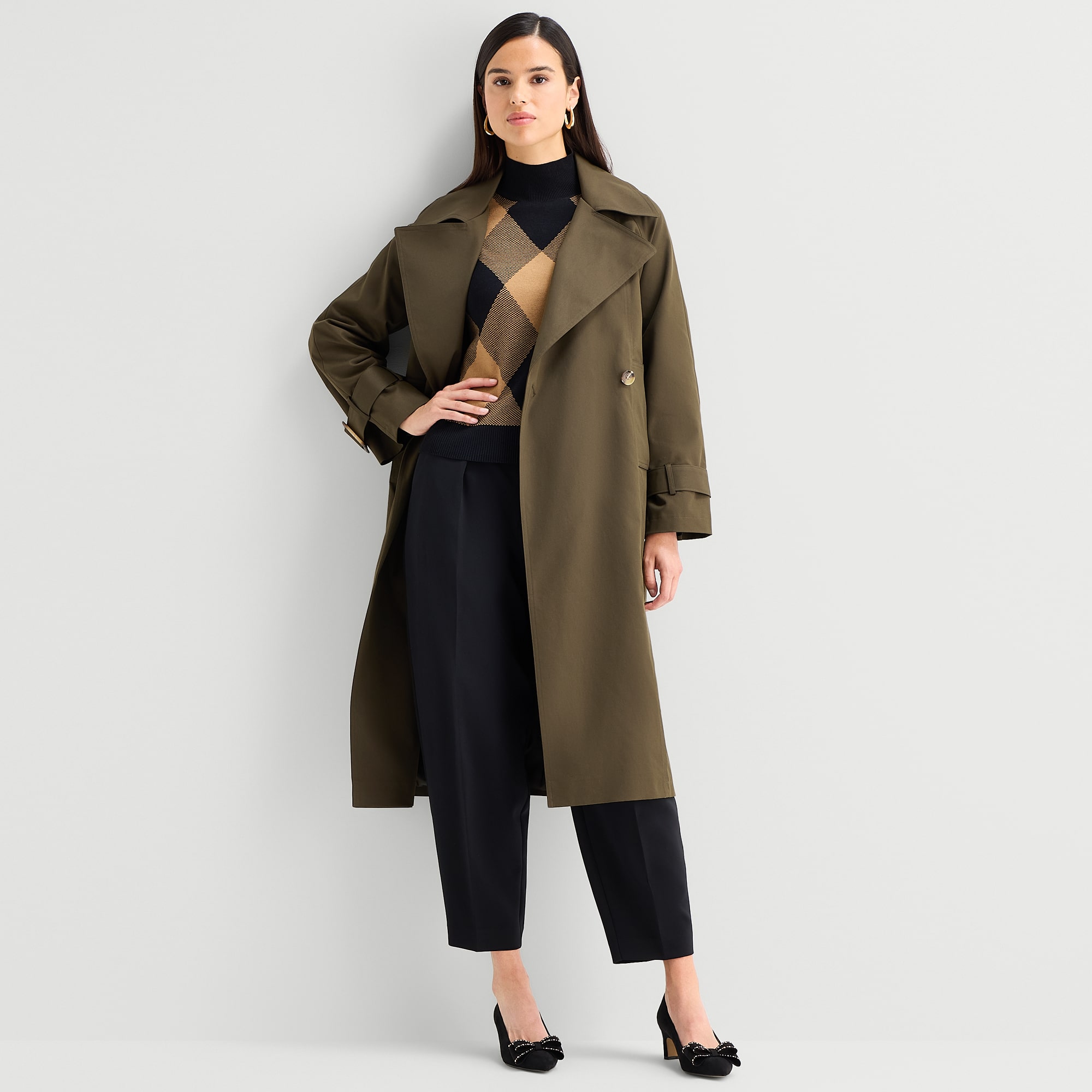 Worthington Womens Midweight Trench Coat