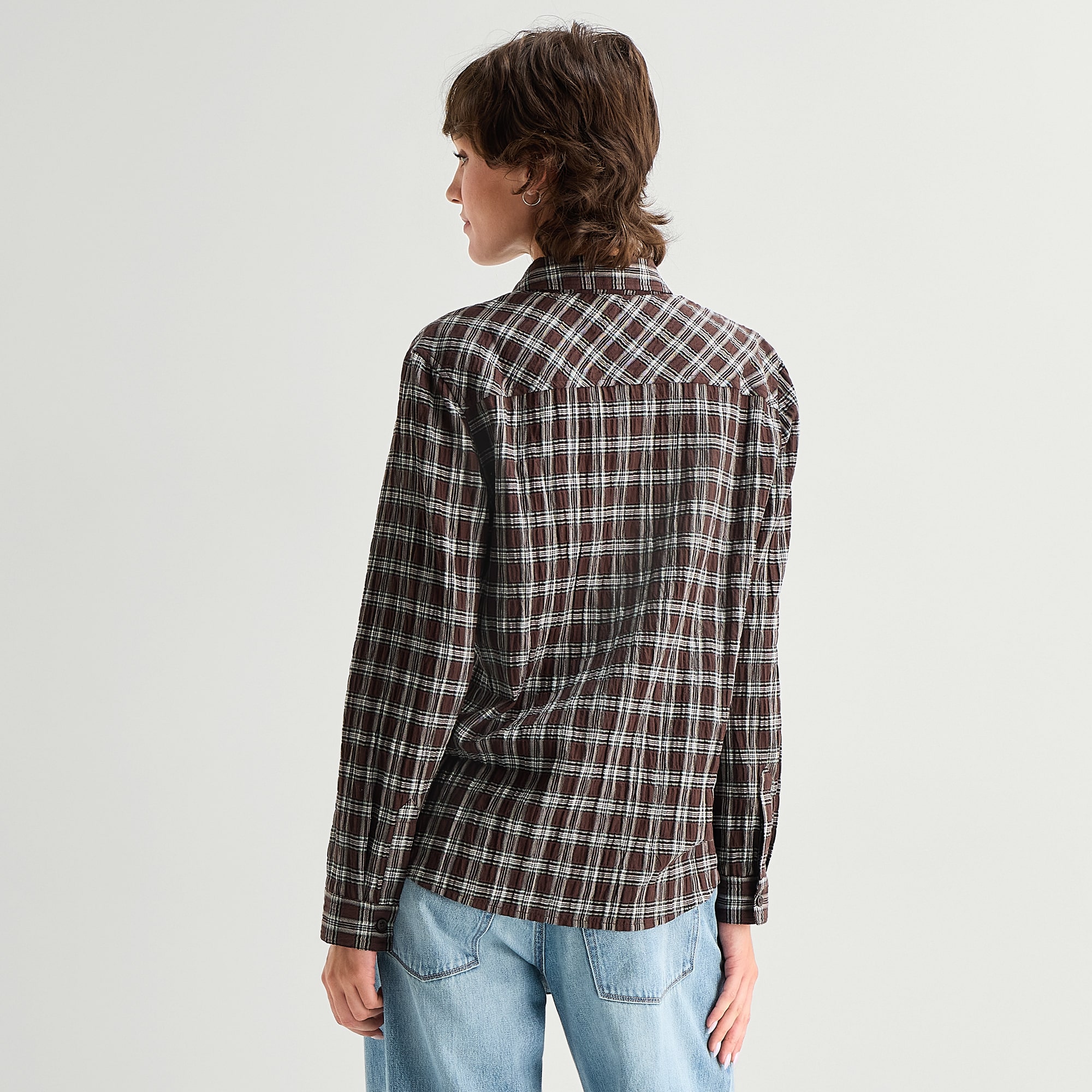 A.N.A Plaid Womens Cuffed Long Sleeve Regular Fit Button-Down Shirt