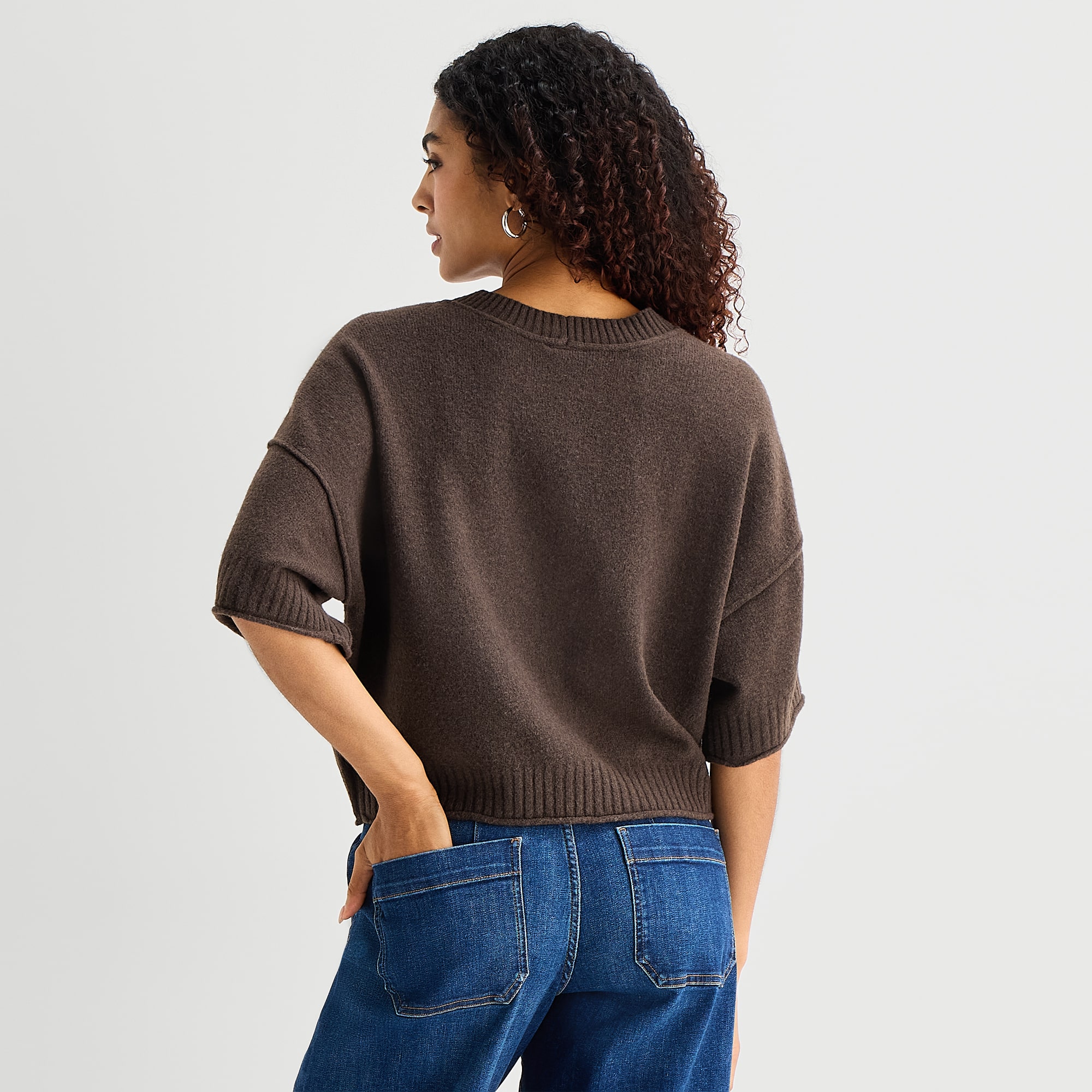A.N.A Womens Crew Neck Short Sleeve Pullover Sweater