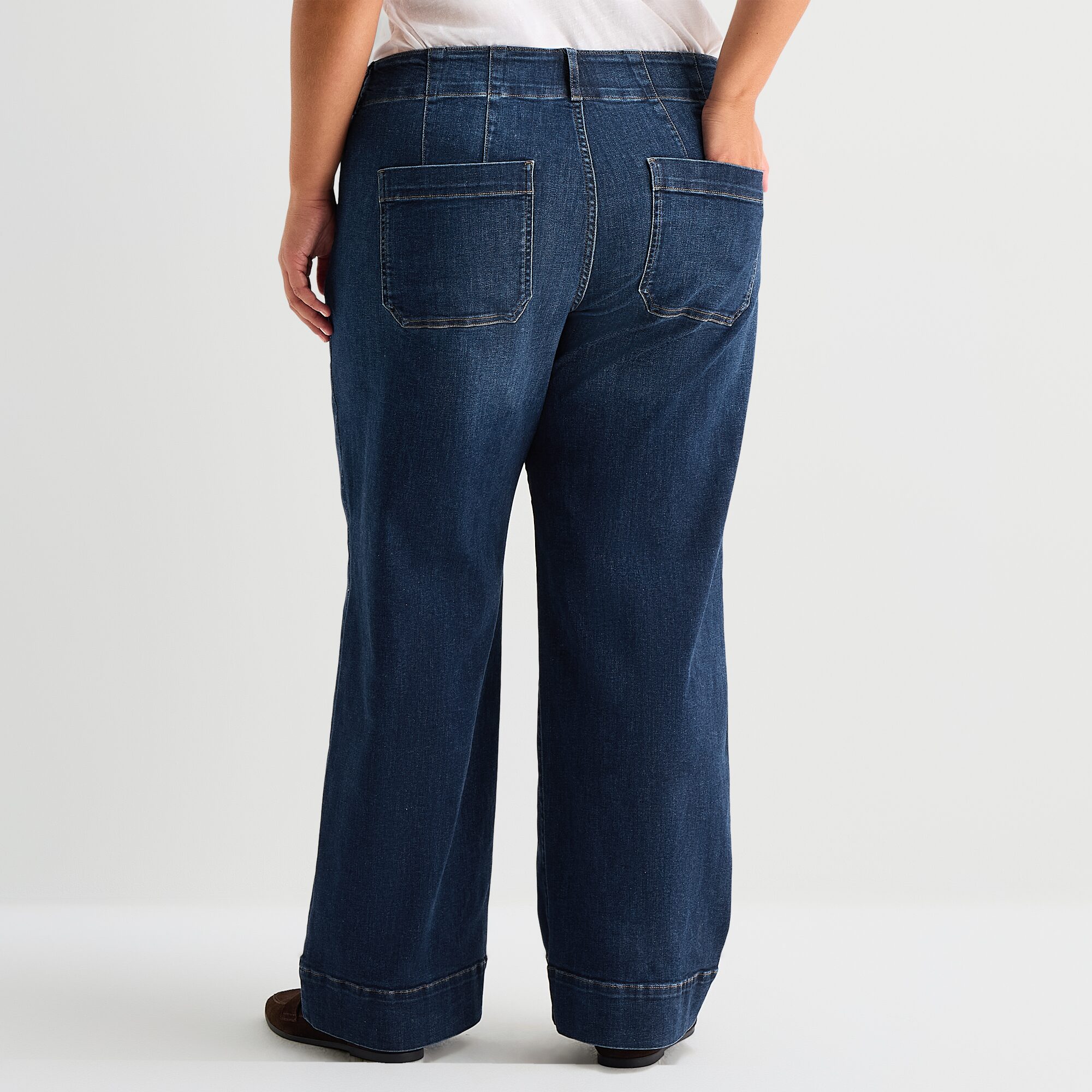 A.N.A Patch Pocket Womens Plus Highest Rise Wide Leg Jean