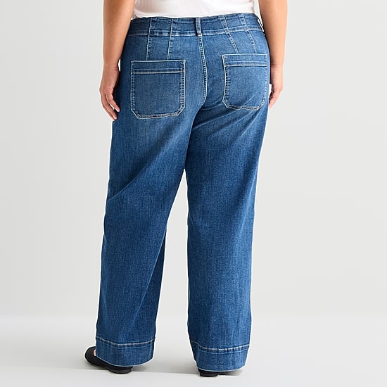 A.N.A Patch Pocket Womens Plus Highest Rise Wide Leg Jean
