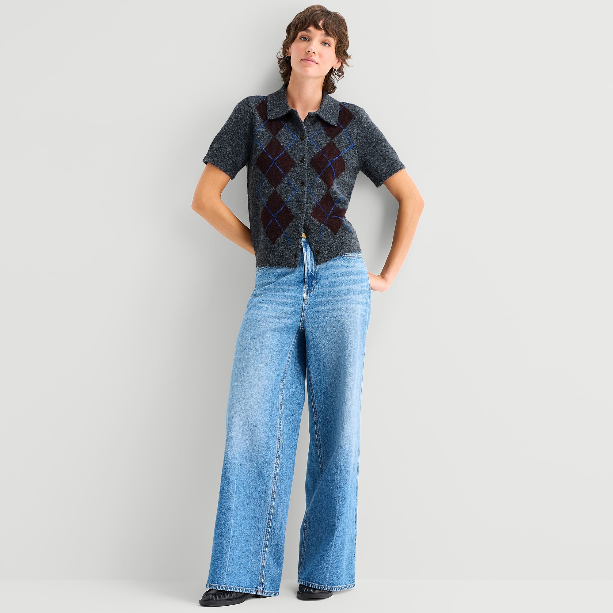 A.N.A Womens Short Sleeve Polo Sweater