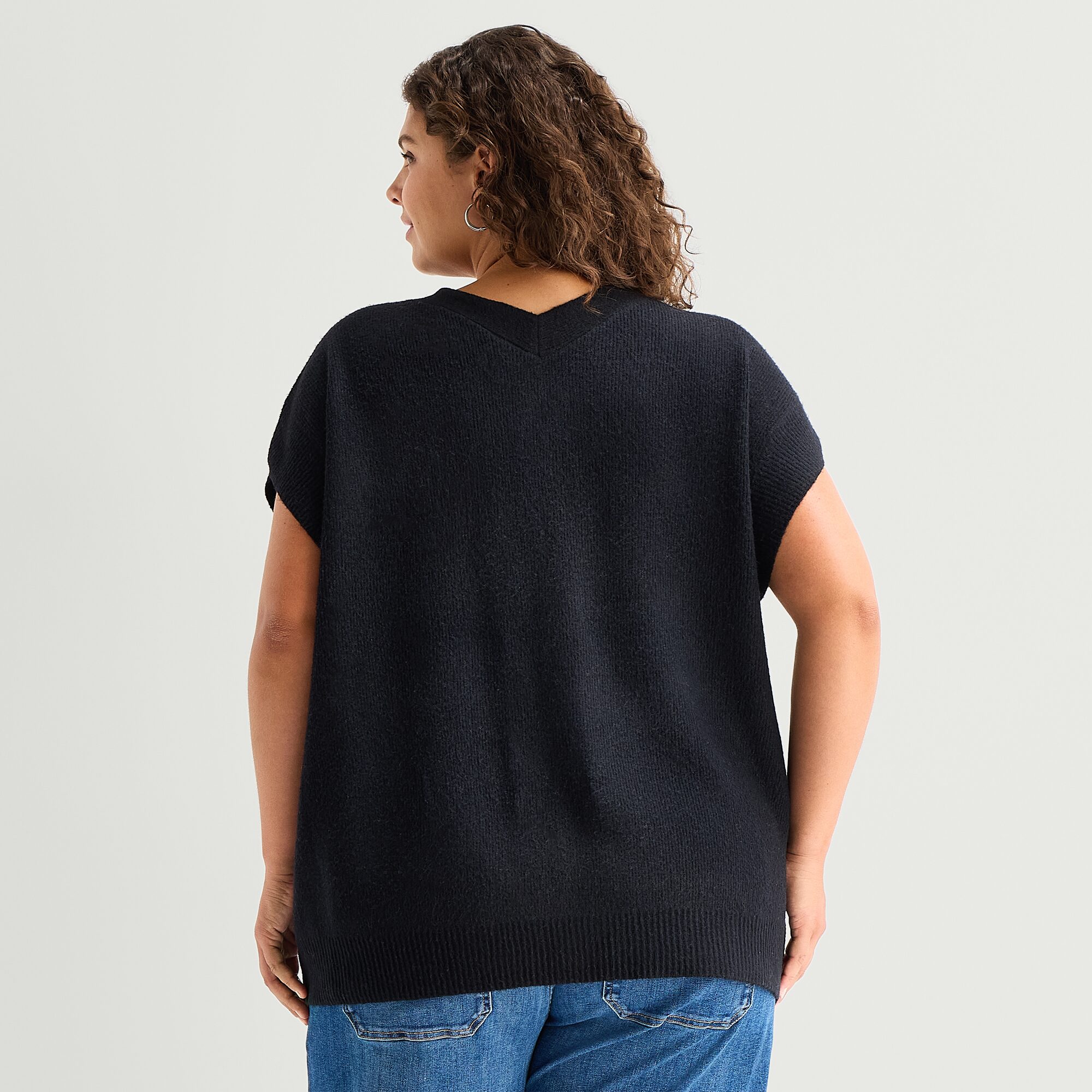 A.N.A Womens V Neck Button Plus Sweater Vest