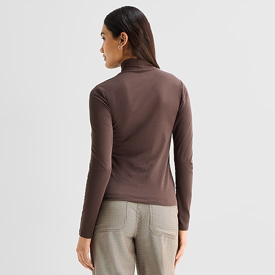 A.N.A Womens Mock Neck Long Sleeve T-Shirt