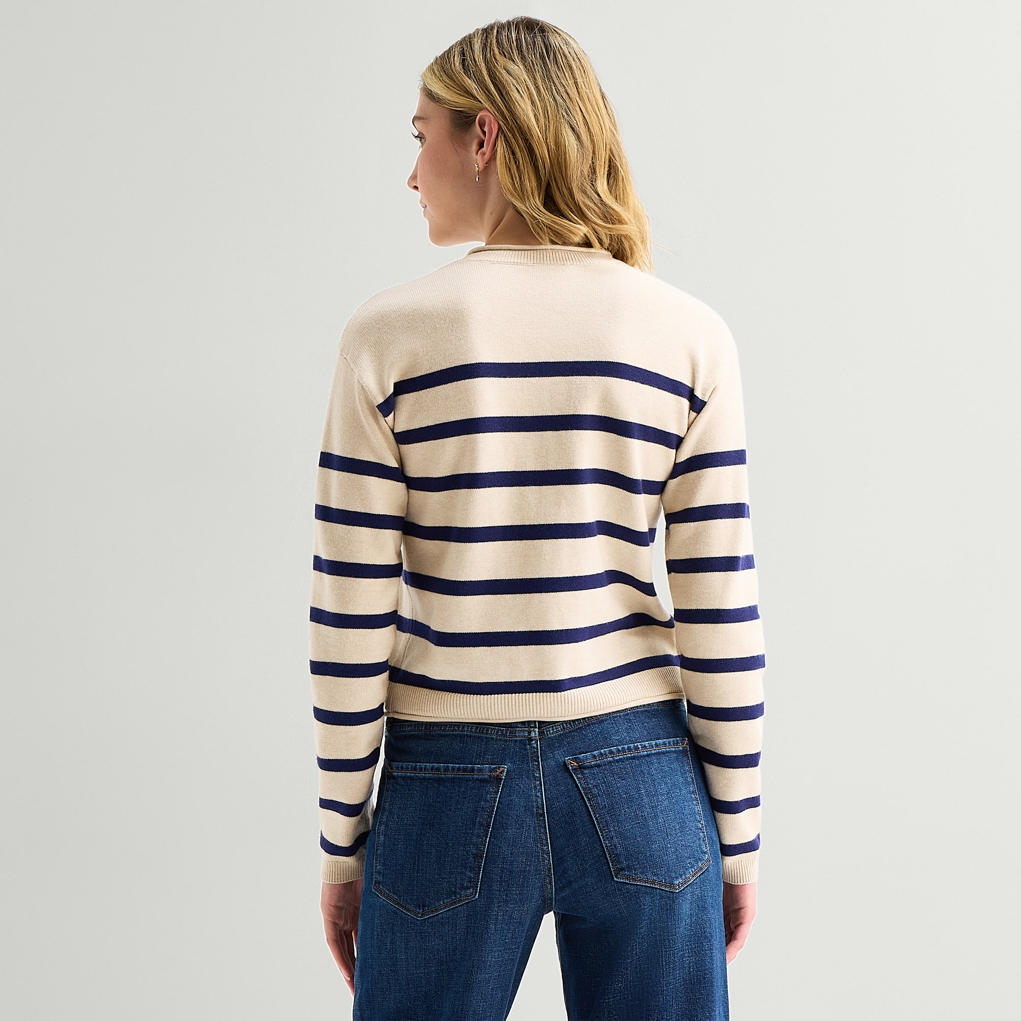 A.N.A Womens Crew Neck Long Sleeve Button Animal Cardigan