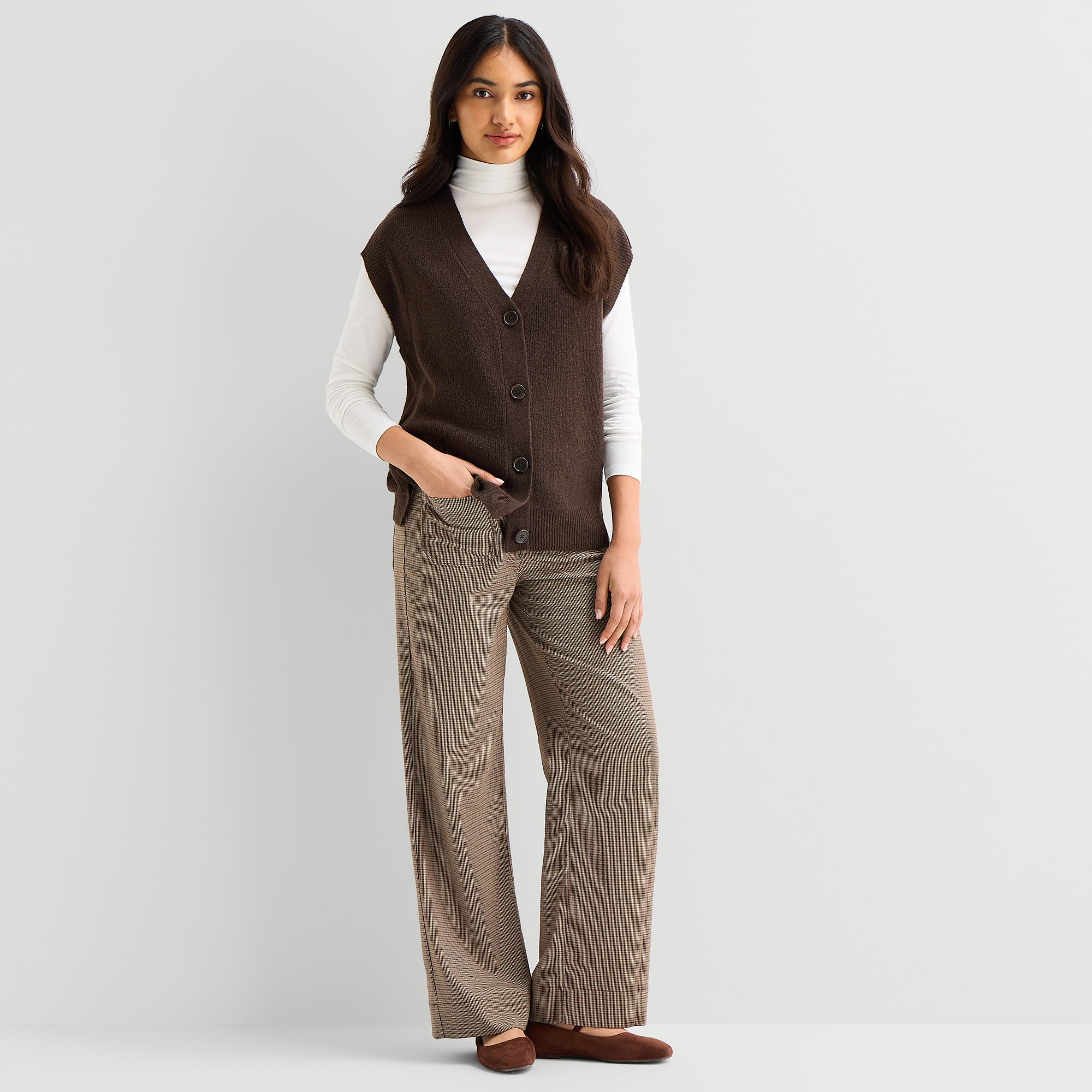 A.N.A Womens V Neck Button Sweater Vest