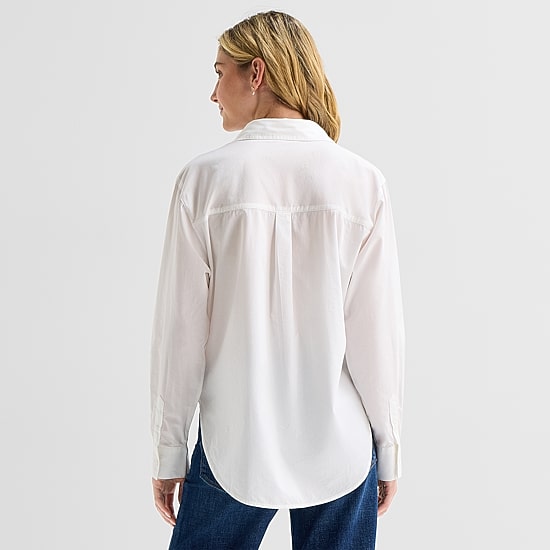 A.N.A Womens Cuffed Long Sleeve Oversized Button-Down Shirt