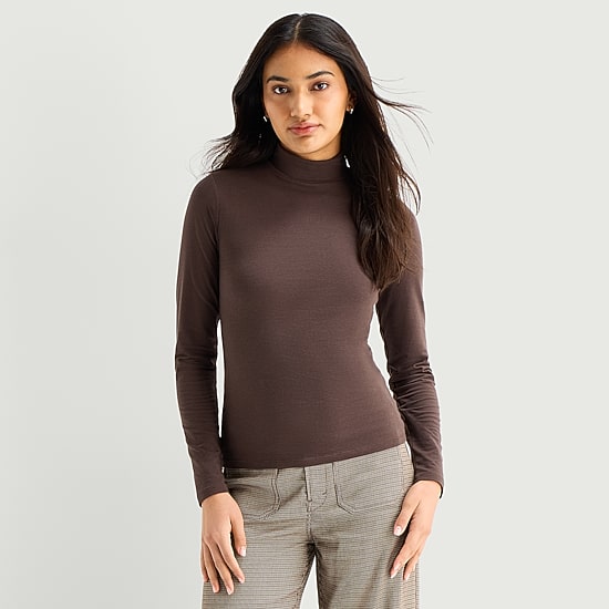 A.N.A Womens Mock Neck Long Sleeve T-Shirt