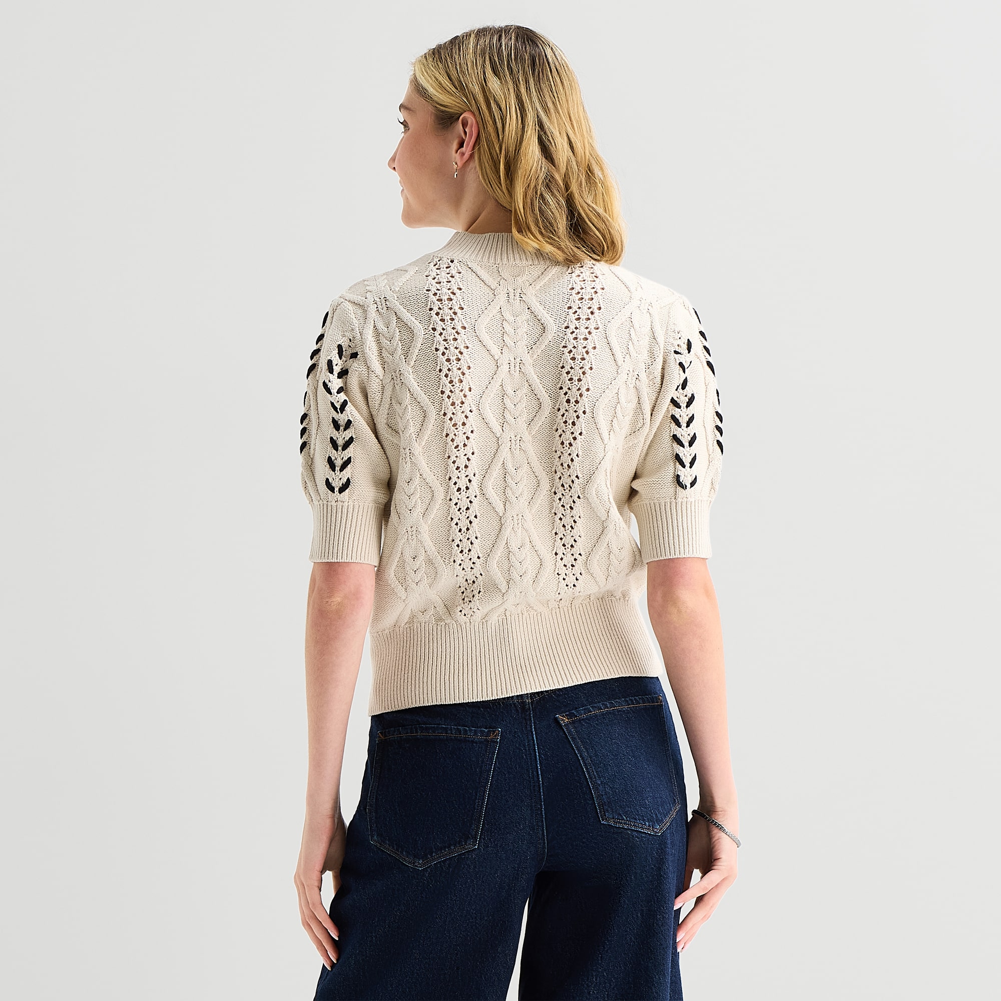 A.N.A Womens Mock Neck Elbow Sleeve Pullover Sweater
