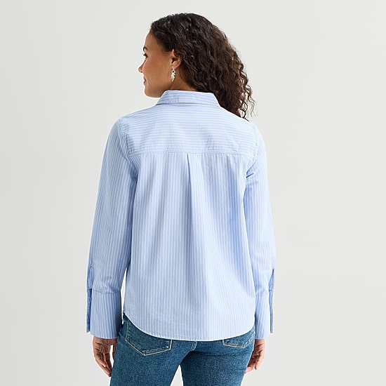 A.N.A Womens Cuffed Long Sleeve Regular Fit Button-Down Shirt