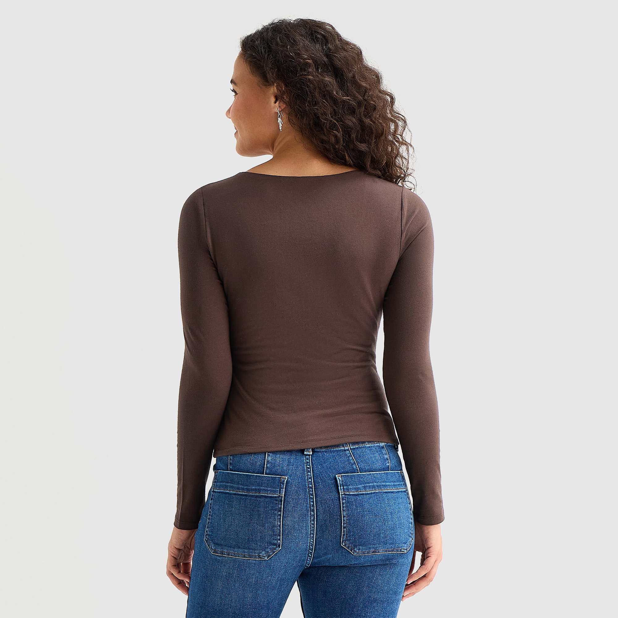 A.N.A Womens Scoop Neck Long Sleeve T-Shirt