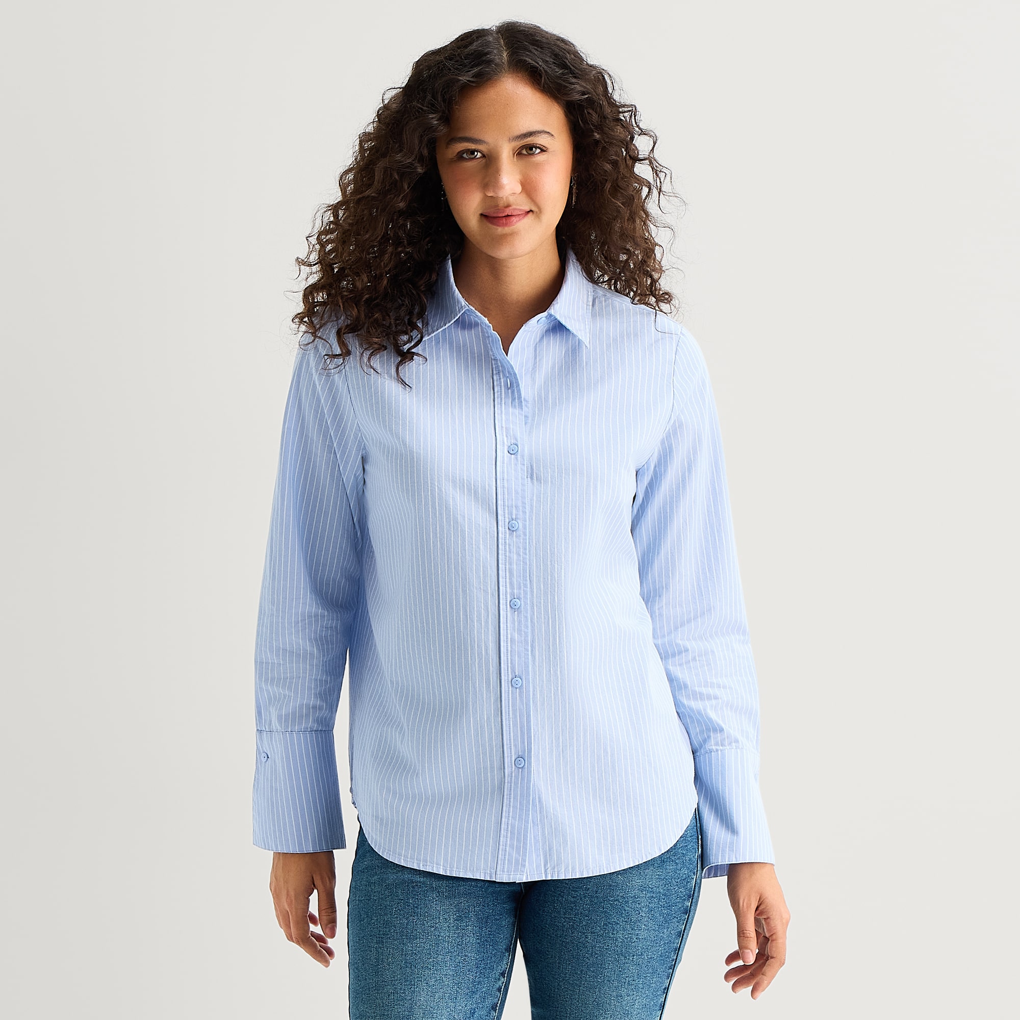 A.N.A Womens Cuffed Long Sleeve Regular Fit Button-Down Shirt