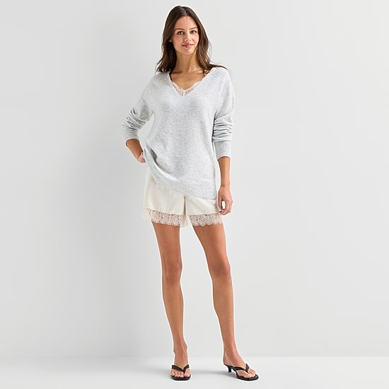 A.N.A Lace Trim Womens Pull-On Short