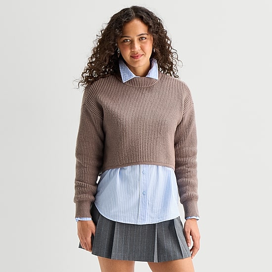 A.N.A Womens Mock Neck Long Sleeve Pullover Sweater