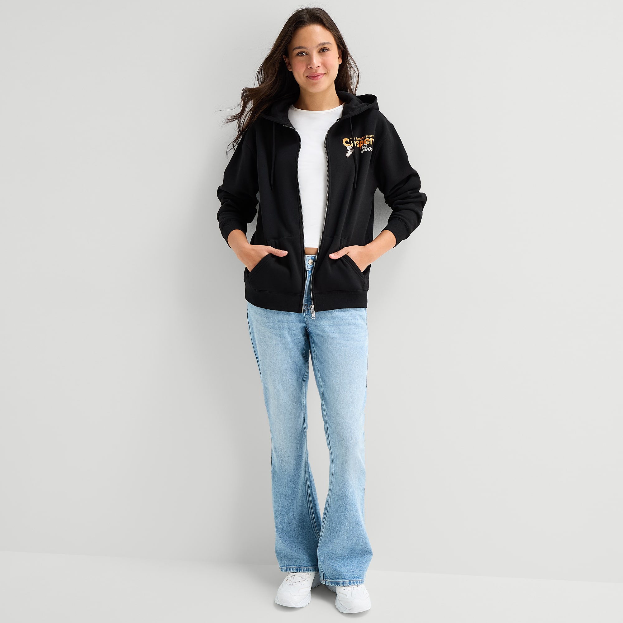 Casper Womens Juniors Long Sleeve Zipper Hoodie