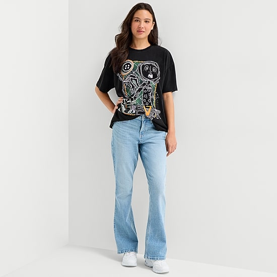 Womens Round Neck Short Sleeve Regular Fit Graphic T-Shirt