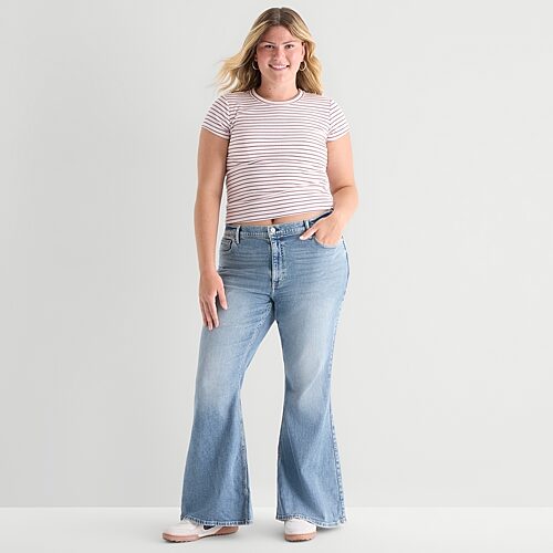 Arizona Womens Low Rise Flare Leg Jean In Blue