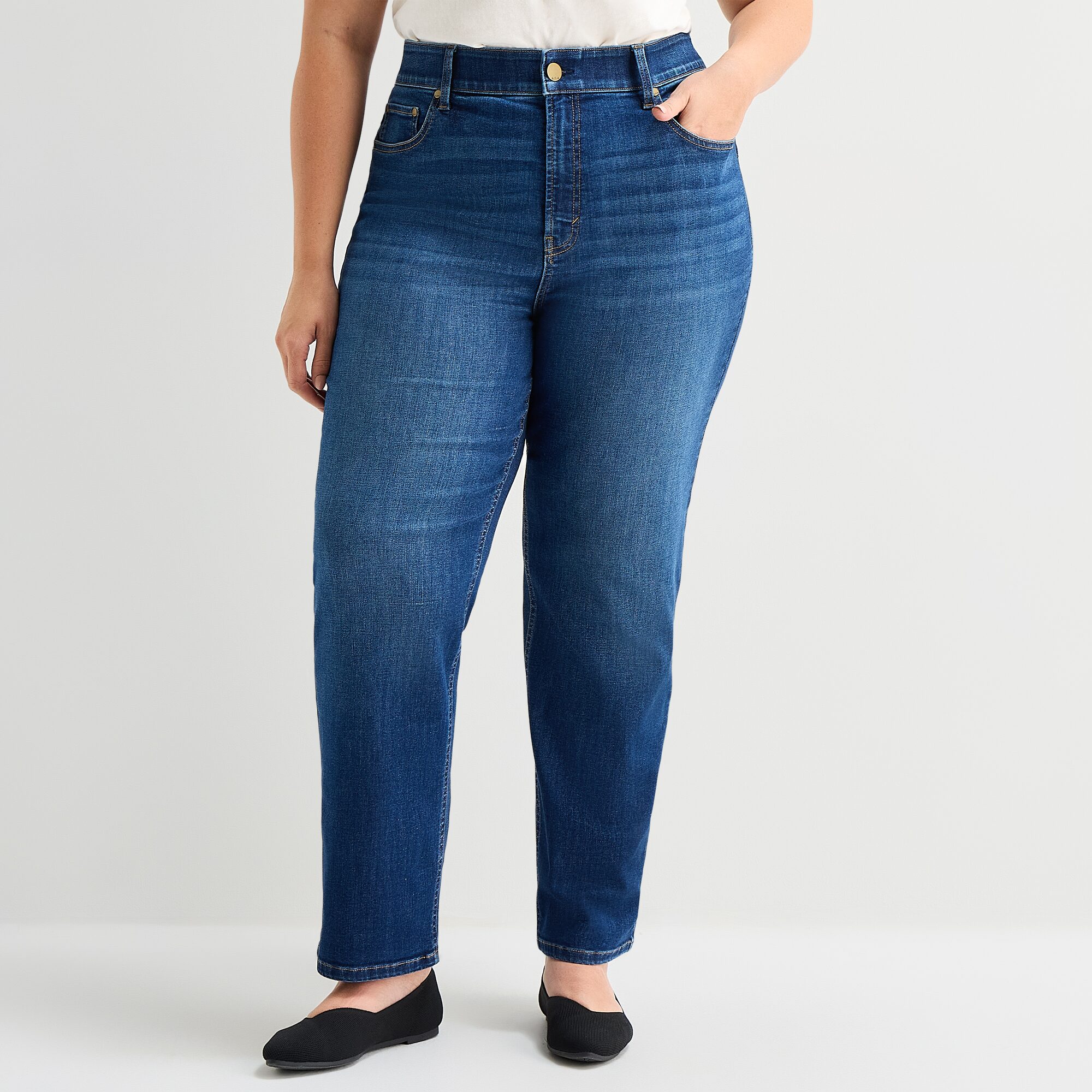 A.N.A Womens High Rise Straight Leg Jean