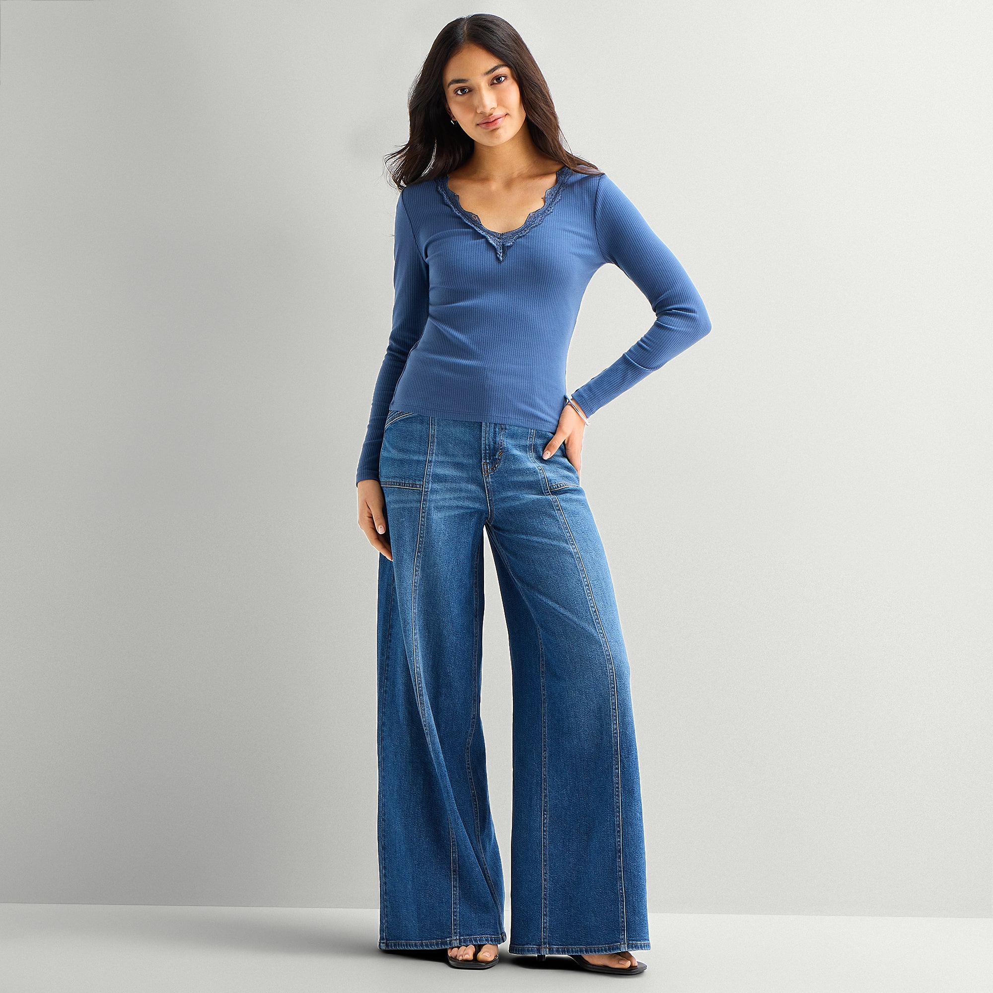 A.N.A Womens Highest Rise Wide Leg Jean