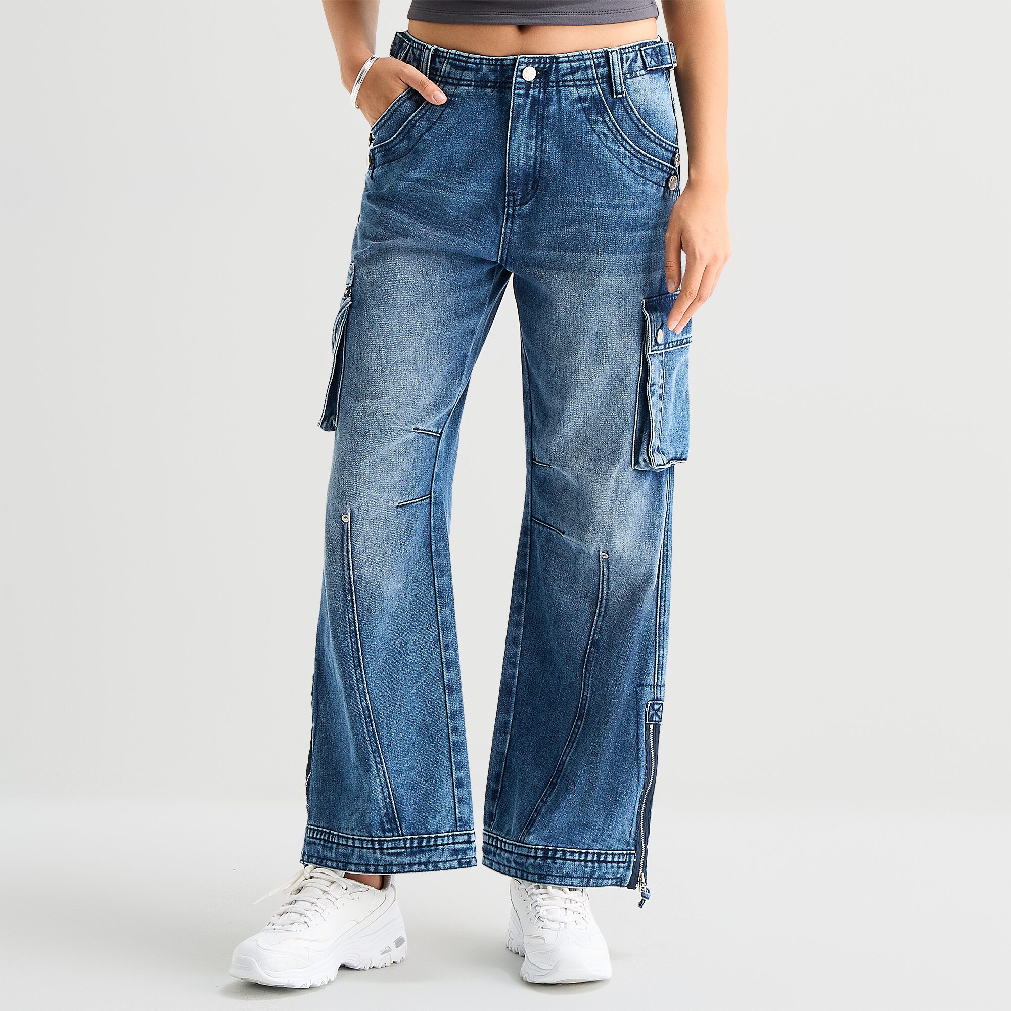 Forever 21 Womens Juniors Straight Mid Rise Cargo Pant