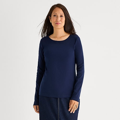 Liz Claiborne Womens Crew Neck Long Sleeve T-shirt In Blue