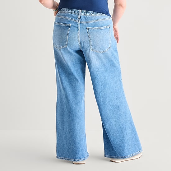 Arizona Curvy Womens Juniors Plus Low Rise Baggy Fit Jean