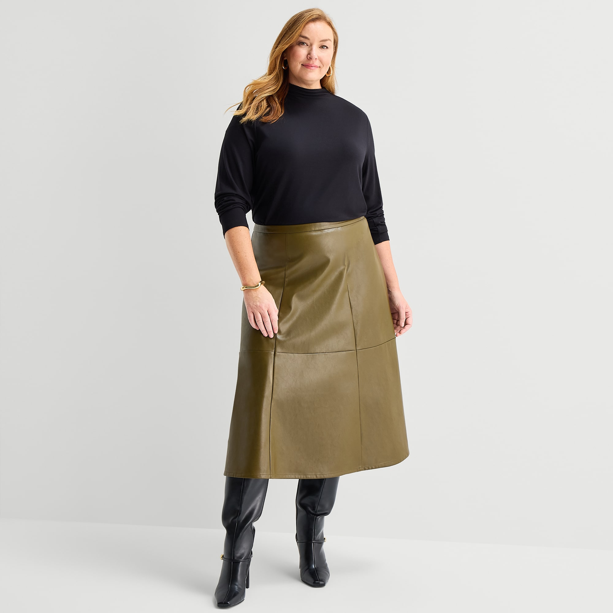 Liz Claiborne Womens Plus Long Sleeve Turtleneck