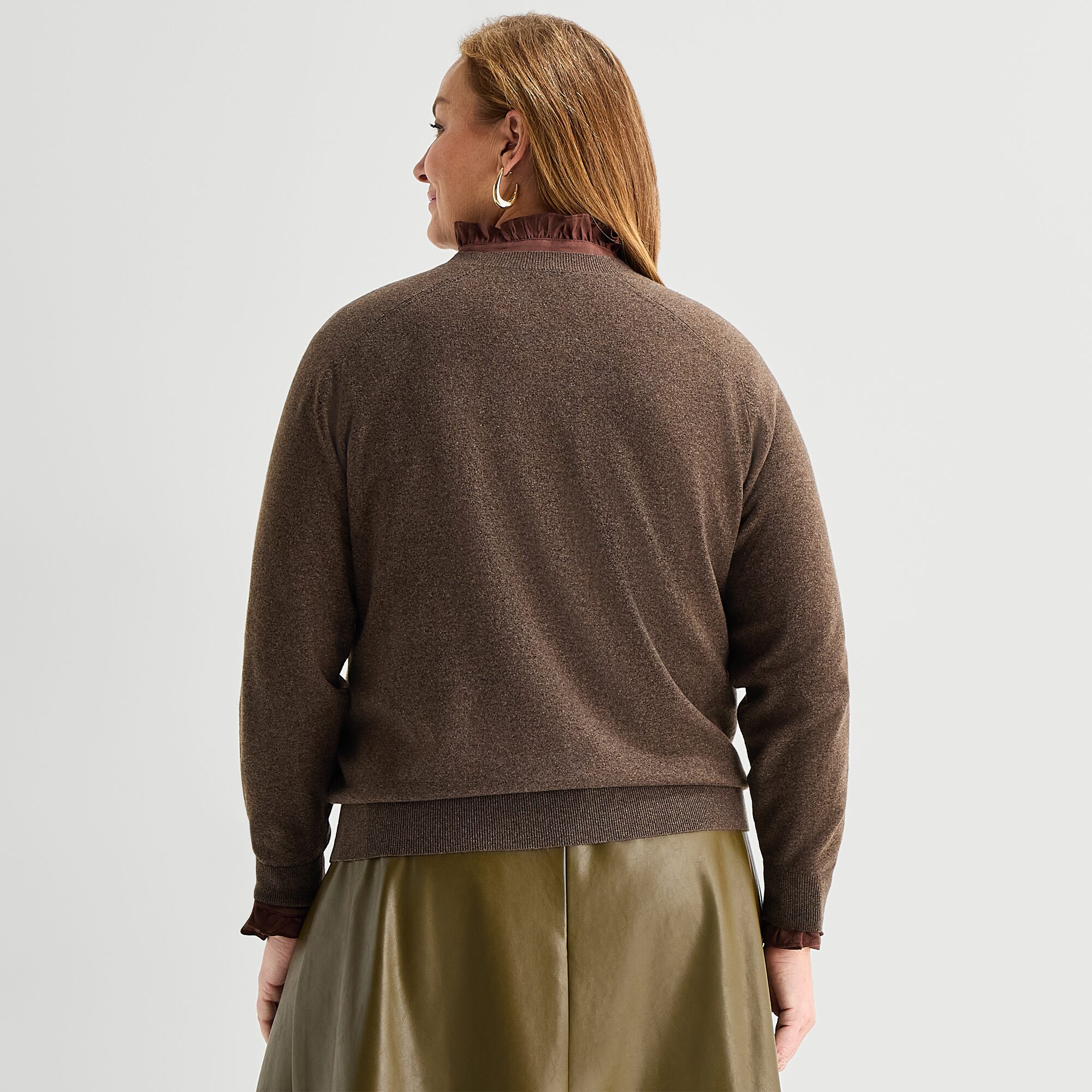 Liz Claiborne Plus Luxe Womens Crew Neck Long Sleeve Pullover Sweater